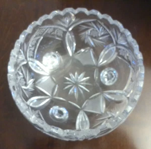 VINTAGE ETCHED CRYSTAL CANDY DISH 3 1/4"H - Picture 1 of 5