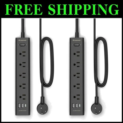 Multi-Plug Surge Protector Power Strip 15 ft - USB C Ports - Image 1 of 4