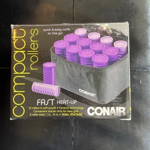 Conair Curls On the Go 12 Compact Rollers with Clips Travel Case Fast Heat Up - Picture 1 of 4