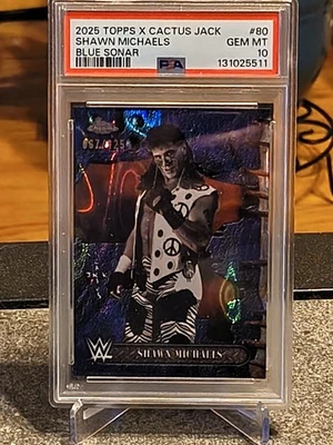 2025 Topps Chrome 仙人掌杰克 WWE- Shawn Michaels 蓝色声纳/125🔥PSA 10😯💎👊 — 第 1/4 张图片
