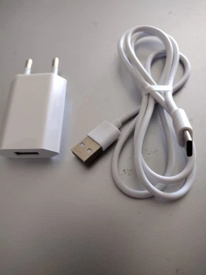 CARICABATTERIA PRESA CASA SPINA MURO ALIMENTATORE USB 5V 1A + CAVO USB-C TYPE_C - Immagine 1 di 3