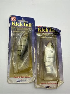 2 Kick Tail Fishing Lures As Seen On Tv Vintage Diver, Floater NIP Shad - Picture 1 of 4
