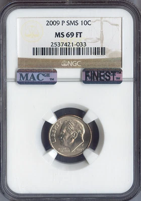 2009 P Roosevelt Dime NGC MS69 FT SMS MAC Quality - Image 1 of 2