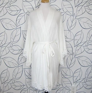 Eberjey Naya TENCEL Modal Kimono Sleeve Robe in White Floral Lace Women's size L - Picture 1 of 14