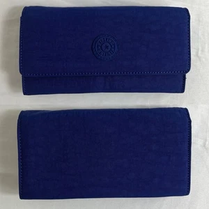 Kipling Teddy Snap Wallet Trifold Blu pervinca mai usato, grande, multitasche - Foto 1 di 10