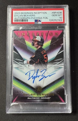2023 Bowman Inception - Autographs Dylan Beavers #BPA-DB Fuchsia Foil /75 - Image 1 of 2