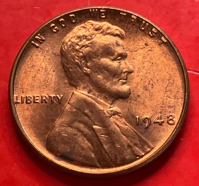1948-P Lincoln Wheat Cent Penny GEM RED BU From an Original Bank Roll - Image 1 of 4