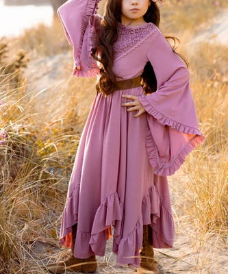 Joyfolie Girls Fernanda Dress Size 8 in Ashe Rose Jersey Knit Bell Long Sleeve - Image 1 of 4