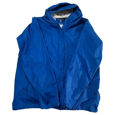 Chaqueta de lluvia MEC Mountain Equipment Company Canada L azul impermeable con capucha para hombre Foto 1 de 4