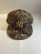 New Era 59fifty New York Yankees MLB Ball Cap Print Design Fitted Hat Sz 8 New