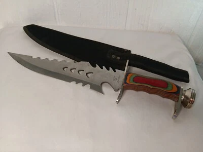 Vtg Frost Cutlery Arcadius Fixed 11.5" Blade Bowie Knife with Sheath Multicolor  - Image 1 of 4