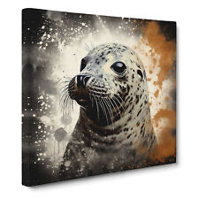 Seal Grunge Art No.1 Canvas Wall Art Print Framed Picture Home Office Decor