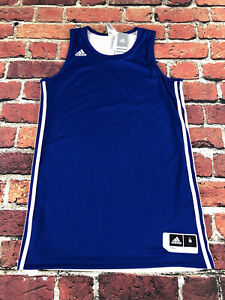 adidas M Reversible Basketball Jersey Tank top Warm Up Blue white Girls Youth 14
