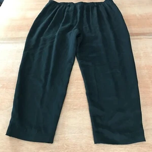 Ellen Tracy Linda Allard Pull On 100% Silk Pants Women 10 Black High Rise - Picture 1 of 10