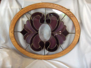 Vintage Buntglasfenster geometrisch Lavendel Amethyst geätzt Columbine SCHÖN - Bild 1 von 6