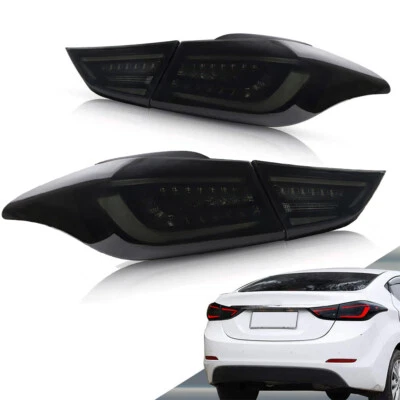 VLAND Smoked LED Tail Lights Fit 2011-2016 Hyundai Elantra Sequential Rear Lamps - Image 1 of 4
