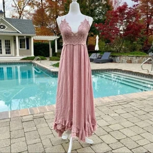 Nuevo con etiquetas Vestido Free People Adella Maxi Encaje Rosa Talla XS - Imagen 1 de 9