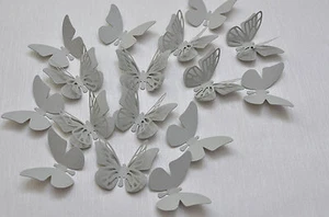 32 Set 3D Schmetterlinge  hell Grau  Wandtattoo Wanddeko - Bild 1 von 3