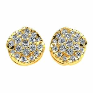 Ladies Cluster Halo Stud Earrings 0.25ctw Natural Round Diamond Solid 10k Gold - Picture 1 of 10