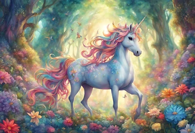 FANTASY UNICORN CANVAS PICTURE PRINT WALL ART - Image 1 of 3