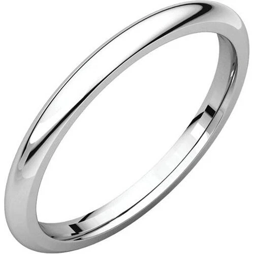 2mm 18K Solid White Gold Dome Half Round Comfort Fit Wedding Band Ring All Sizes - Image 1 of 1
