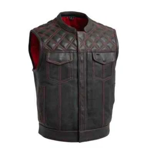 Men's Cowhide Leather Vest Bold Tough & Built to Last - Picture 1 of 19