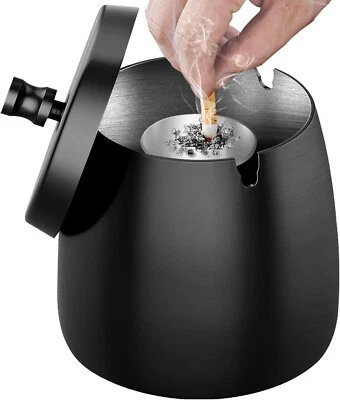 Aschenbecher mit Deckel für Draußen Sturm Windaschenbecher Edelstahl Groß C386 - Bild 1 von 4