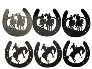 COWBOY, COWBOY'S RIDING, BEING BUCKED on HORSE HORSESHOE 'S DIE CUT / CUTS -L@@K - Picture 1 of 3