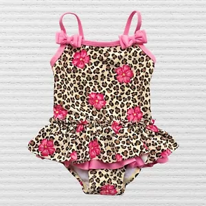 New Little Me Baby Girls Hibiscus and Leopard Print One-Piece Swimsuit Size 6-9M - Picture 1 of 11
