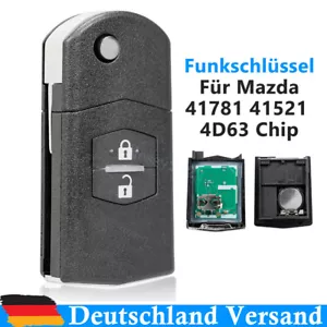 Klapp Funk Schlüssel Fernbedienung 433MHz 2 Tasten Für Mazda 3 5 6 CX7 4D63 Chip - Bild 1 von 9