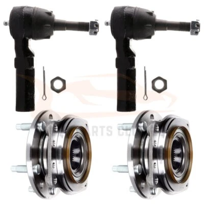 4 pc Kit: 2 Front Wheel Hub and Bearing Assembly + 2 Outer Tie Rod End For Chevy Foto 1 de 4