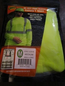 Forester Men's Class 2 High Visibility Yellow Long Sleeve Safety T-Shirt Medium - Picture 1 of 6