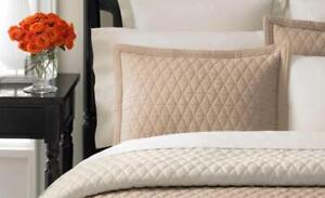 Martha Stewart Solid Diamond Stitch Reversible Quilted Pillow Sham Tan Standard