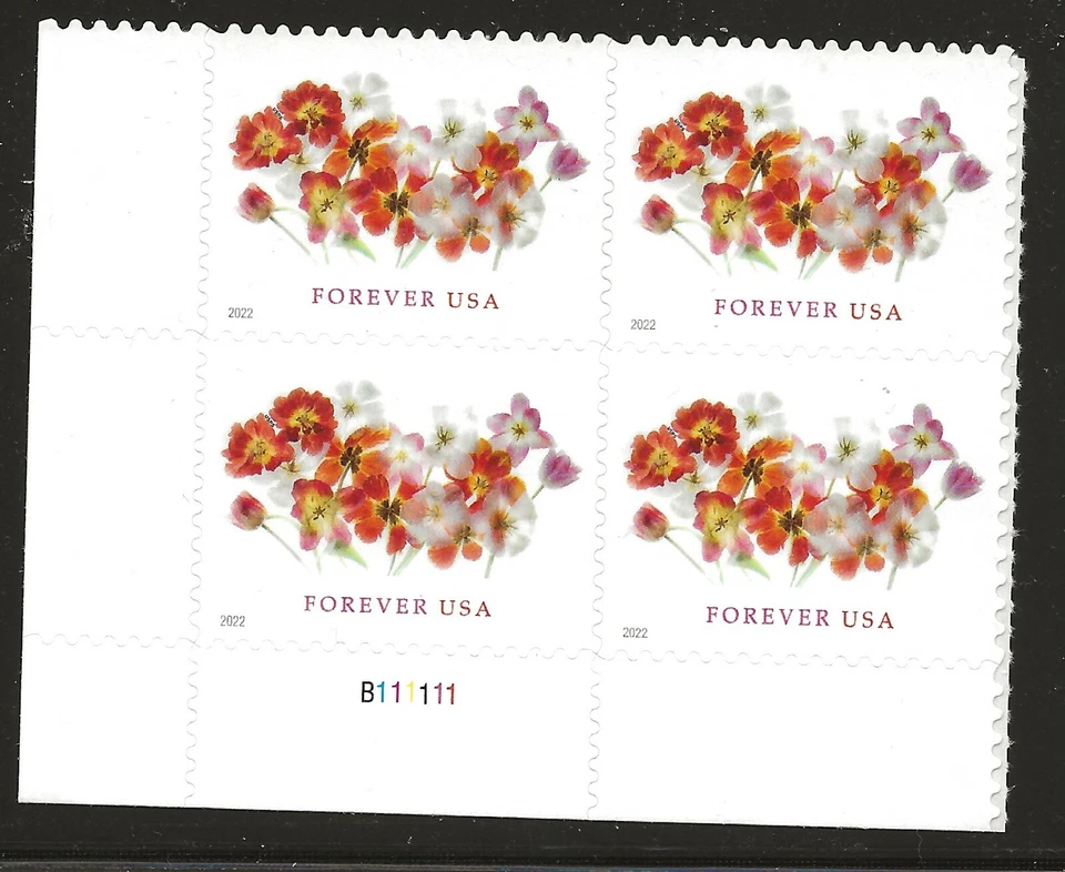 US Scott #5681, Plate Block #B111111 2022 Tulips VF MNH - Image 1 of 1