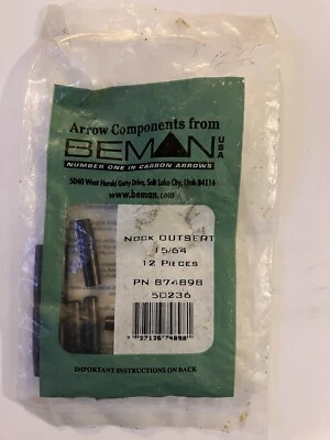 1 DZ NEW VINTAGE BEMAN CARBON ARROW SHAFT NOCK OUTSERTS 15/64” #874898 - Image 1 of 3