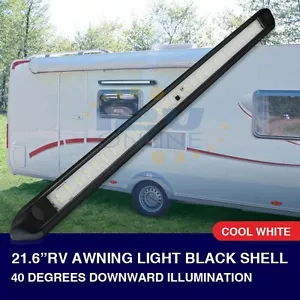 12V 22" LED Awning Light RV Caravan Camper Trailer Porch Boat Patio Black Lamp - Foto 1 di 9