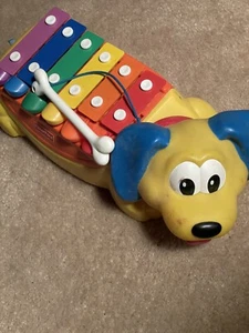 Fisher Price Pull Along 15" Yellow Puppy Dog Xylophone With Bone 2002 - Picture 1 of 6