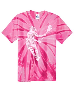 Girls Lacrosse Player Typography Youth Tie Dye T-Shirt Team Gift Idea - Picture 1 of 13