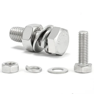 10Set 304 Stainless Steel M6x30mm Hex Bolts W Nuts and Washers Assortment Kit - Imagen 1 de 4