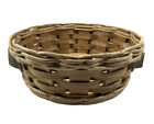 Pyrex Casserole Dish Holder Wooden Wicker Round Basket Leather Handles Vintage