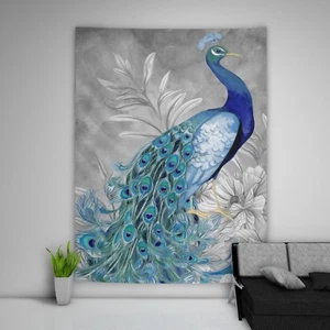 Painting Peacock Tapestry Art Wall Hanging Sofa Table Bed Cover Posterr - Picture 1 of 10