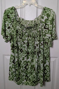 Camicia I.N Studio Donna Verde Marrone Maglia Liscia 1X Scollo Quadrato Top 18 Carriere - Foto 1 di 3