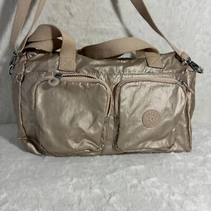 Kipling Metallic Mara Gold Nylon Crossbody/Shoulder Bag Dual Front Pockets - Picture 1 of 9