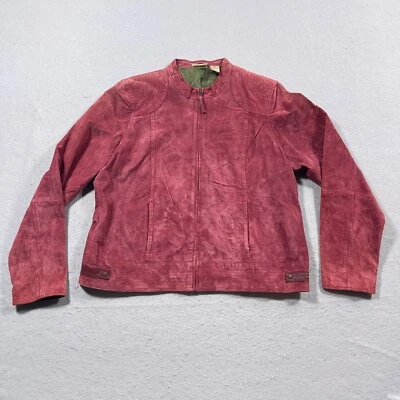 VTG Ruff Hewn Leather Jacket Women XL Red Moto Style Leather Zip Front Y2K - Image 1 of 4