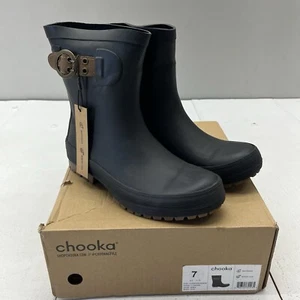 Chooka Black Everyday Buckle Mid Rain Boots Waterproof Women’s Size 7 NEW - Picture 1 of 10