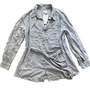 Isabel maternity By Ingrid & Isabel linen Long Sleeve Striped Shirt Size small - Picture 1 of 5