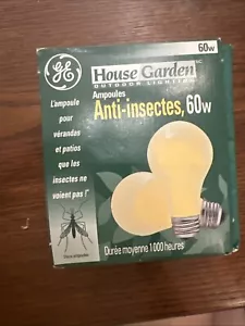 Vintage Lightbulb GE 60 Watt Yellow Bug Lite 2 Pack General Electric Made in USA - Picture 1 of 7