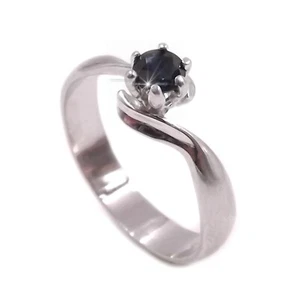 Anello solitario da donna in argento 925 con Zaffiro Naturale rodiato oro bianco - Bild 1 von 10