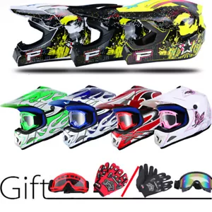 Kinder Erwachsene Motocross Helm Integralhelm + Cross Brille + Handschuhe - Bild 1 von 18