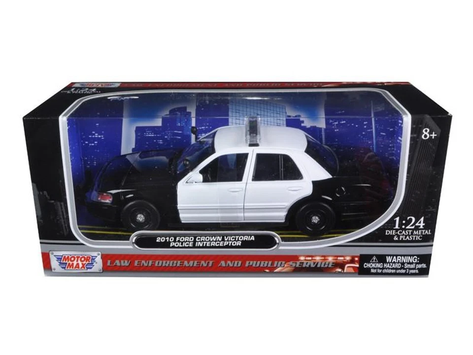 Motormax 1:24 Scale 2010 Ford Crown Victoria Police Interceptor Black/White - Image 1 of 1